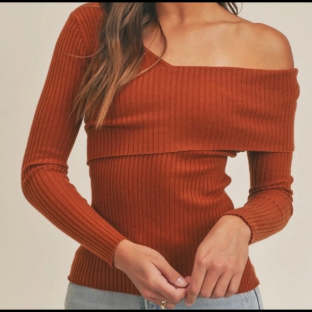 Lush “Dust Off Your Shoulder Top”; size small; color: burnt orange